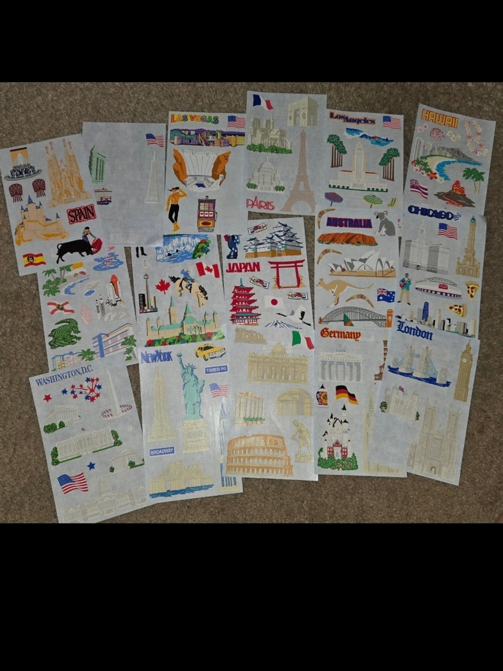 Travel Landmark Sticker Sheets - Multicolor